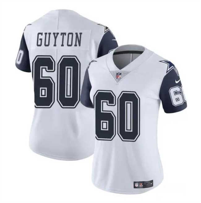 Women%27s Dallas Cowboys #60 Tyler Guyton White 2024 Draft Color Rush Limited Stitched Jersey Dzhi->women nfl jersey->Women Jersey